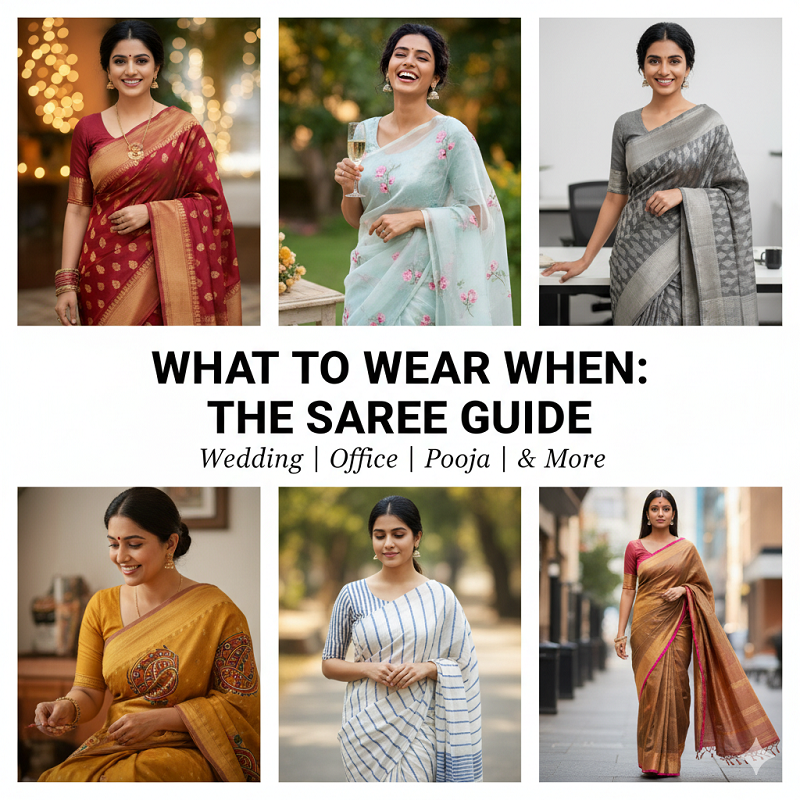What to Wear When: The Definitive Saree Style Guide for Every Occasion (Wedding, Office, Pooja, and More)