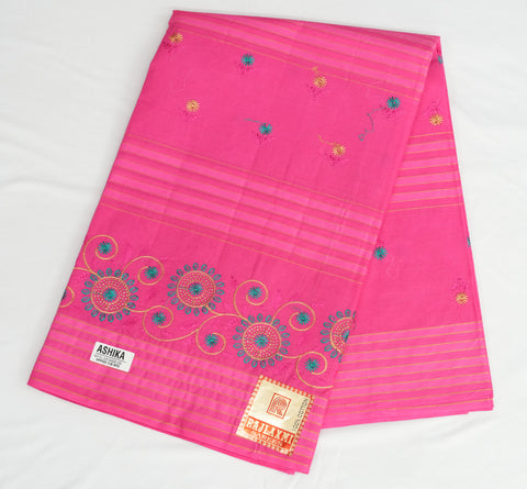 Akshita Pure Cotton Embroidered Saree - Pink Color
