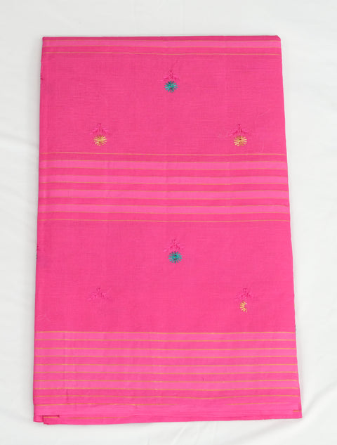 Akshita Pure Cotton Embroidered Saree - Pink Color