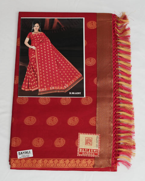 Sayali Pure Cotton Zari Woven Saree - Red