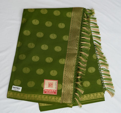 Sayali Pure Cotton Zari Woven Saree - Green Color
