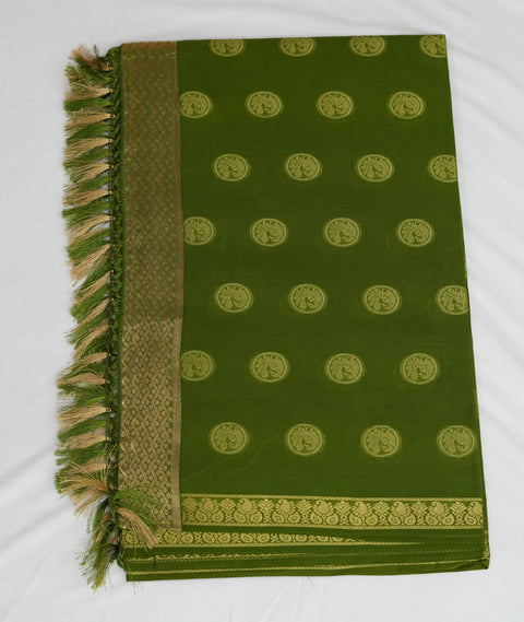 Sayali Pure Cotton Zari Woven Saree - Green Color