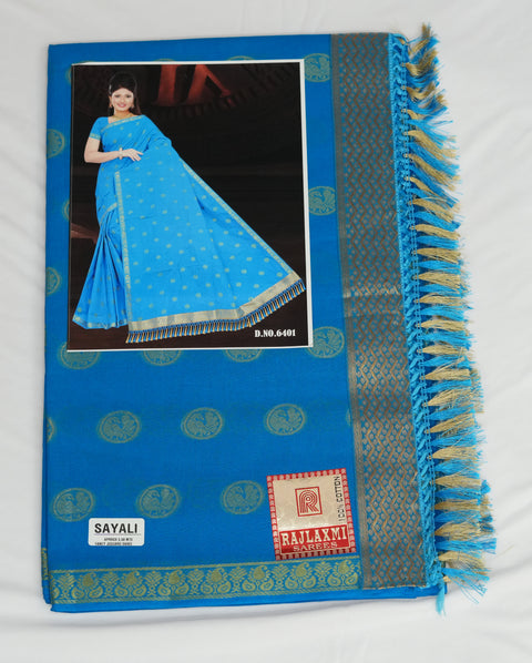 Sayali Pure Cotton Zari Woven Saree - Blue Color