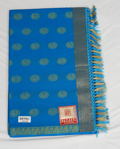 Sayali Pure Cotton Zari Woven Saree - Blue Color