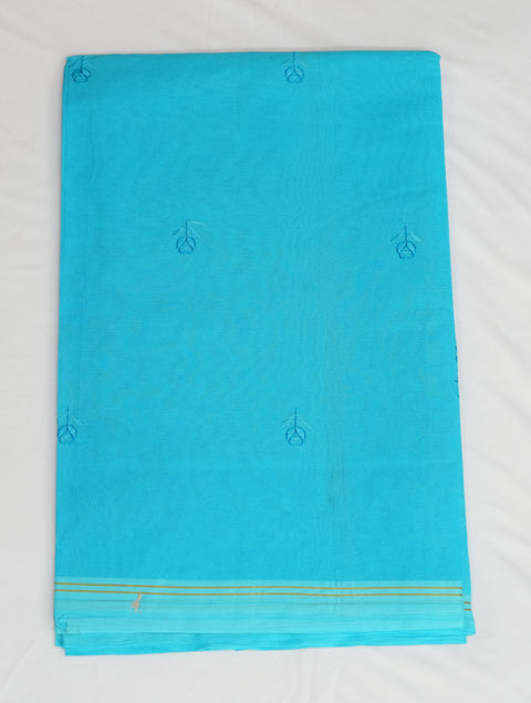 Arpita Pure Cotton Embroidered Saree - Blue Color