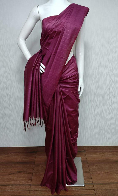 Kota Cotton Silk Saree Fancy Thread Woven Lines -  Purple