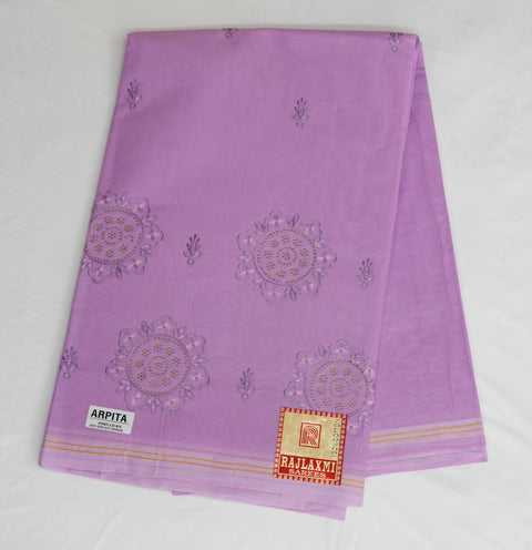 Arpita Pure Cotton Embroidered Saree - Purple Color