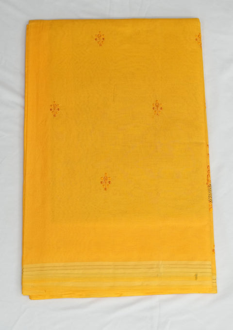 Arpita Pure Cotton Embroidered Saree - Yellow Color