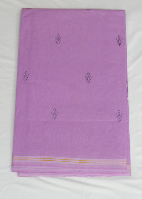 Arpita Pure Cotton Embroidered Saree - Purple Color