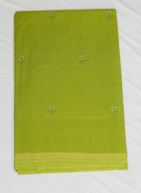 Arpita Pure Cotton Embroidered Saree - Green Color
