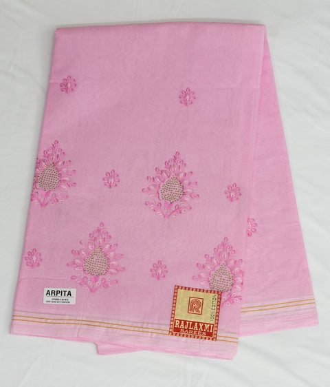 Arpita Pure Cotton Embroidered Saree - Pink Color