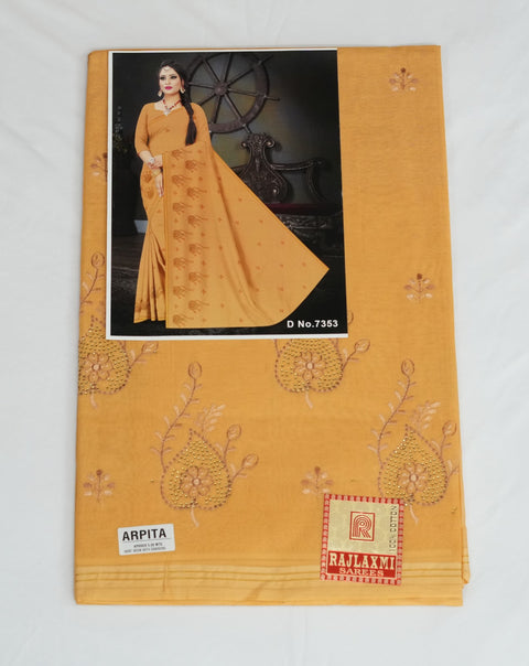 Arpita Pure Cotton Embroidered Saree - Brown  Color