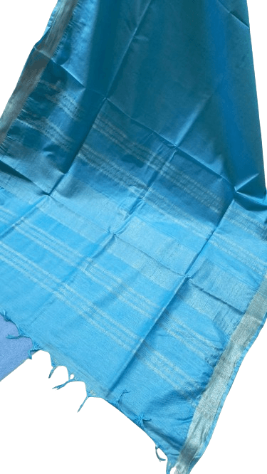 Linen Cotton Sky Blue Color Saree - Trend In Need