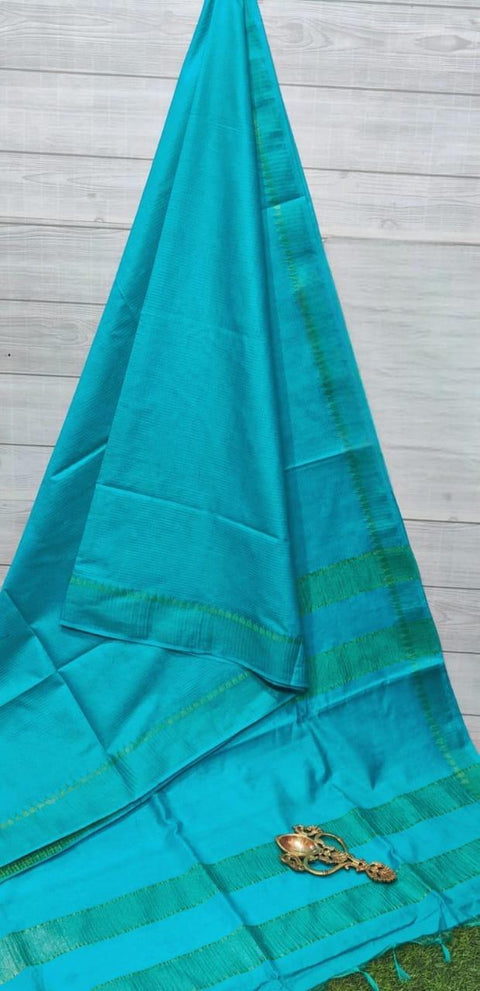 Mangalgiri Semi Silk Woven Saree - Blue - Trend In Need