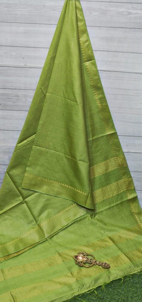 Mangalgiri Semi Silk Woven Saree - Green - Trend In Need