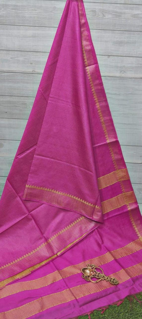 Mangalgiri Semi Silk Woven Saree - Pink - Trend In Need