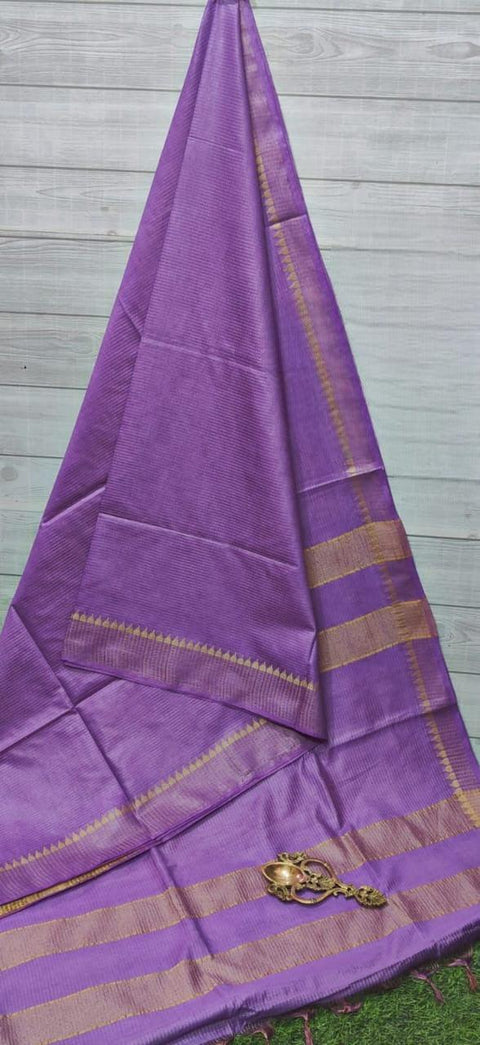 Mangalgiri Semi Silk Woven Saree - Purple - Trend In Need