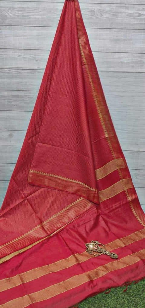 Mangalgiri Semi Silk Woven Saree - Red - Trend In Need