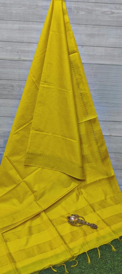 Mangalgiri Semi Silk Woven Saree - Yellow - Trend In Need