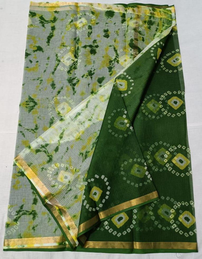 Dye & Drape Kota Doria Lehariya Bandhej Saree Navy Blue main image 1