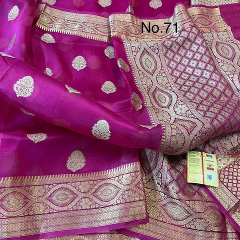 Pure Organza Banarasi Silk Saree - Rani Pink Color - Trend In Need