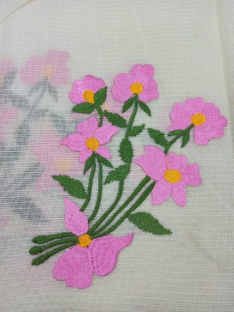 Pure Cotton Kota Doria Embroidered Sarees - Trend In Need
