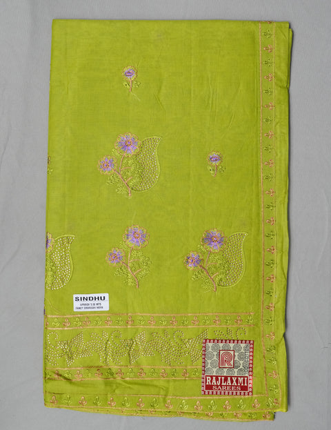 Sindhu Pure Cotton Embroidered Saree - Olive Color