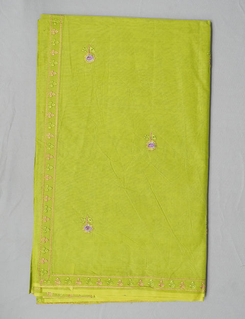 Sindhu Pure Cotton Embroidered Saree - Olive Color