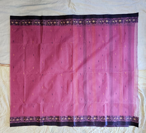 Bengal Tant Cotton Saree Without Blouse Piece - Pink Colour