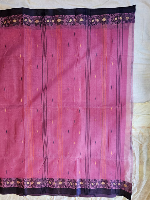 Bengal Tant Cotton Saree Without Blouse Piece - Pink Colour