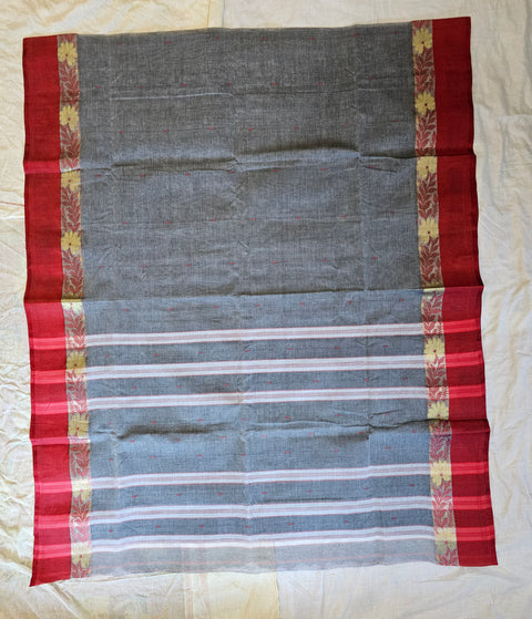 Bengal Tant Cotton Saree Without Blouse Piece - Grey Colour