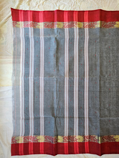 Bengal Tant Cotton Saree Without Blouse Piece - Grey Colour