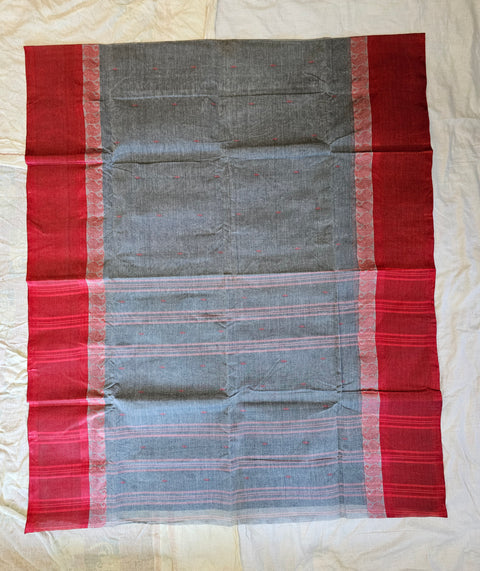 Bengal Tant Cotton Saree Without Blouse Piece - Grey Color