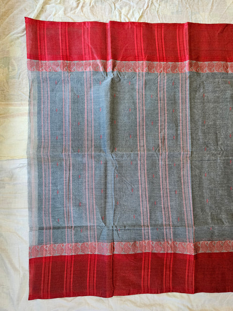 Bengal Tant Cotton Saree Without Blouse Piece - Grey Color
