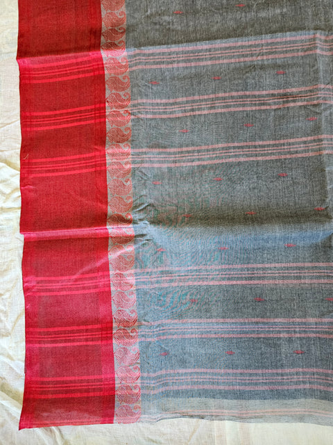 Bengal Tant Cotton Saree Without Blouse Piece - Grey Color