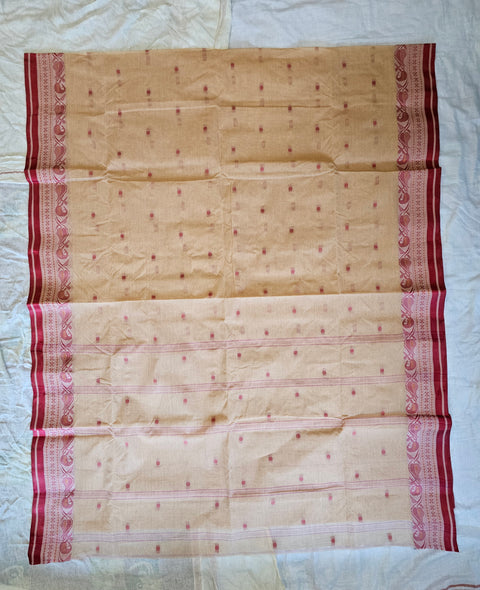Bengal Tant Cotton Saree Without Blouse Piece - Cream Color