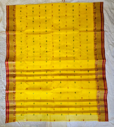 Bengal Tant Cotton Saree Without Blouse Piece - Yellow Colour