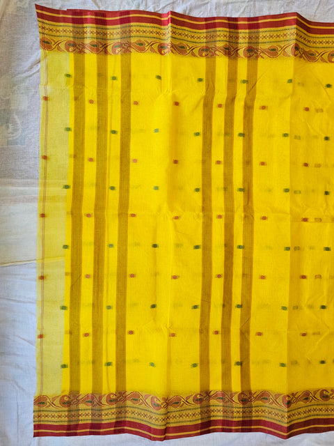 Bengal Tant Cotton Saree Without Blouse Piece - Yellow Colour
