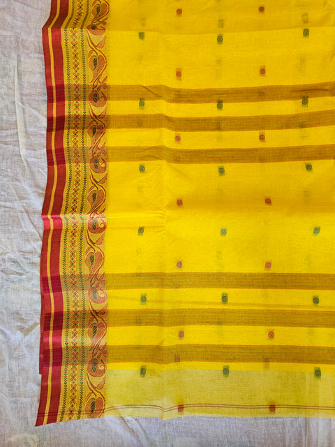 Bengal Tant Cotton Saree Without Blouse Piece - Yellow Colour