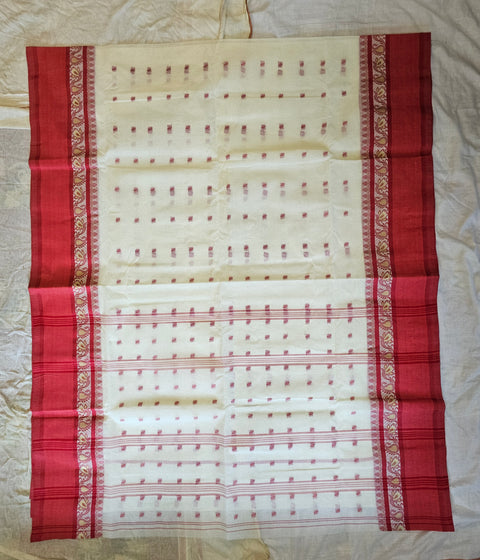Bengal Tant Cotton Saree Without Blouse Piece - Off White Colour