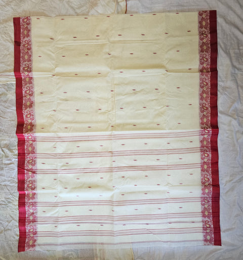 Cream Colour - Bengal Tant Cotton Saree Without Blouse Piece