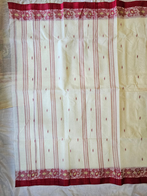Cream Colour - Bengal Tant Cotton Saree Without Blouse Piece