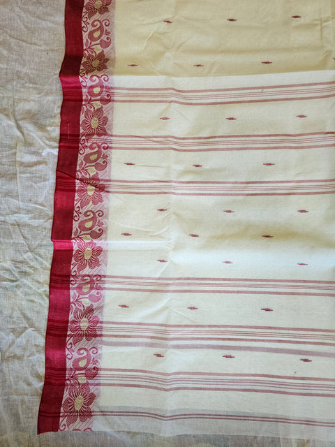 Cream Colour - Bengal Tant Cotton Saree Without Blouse Piece