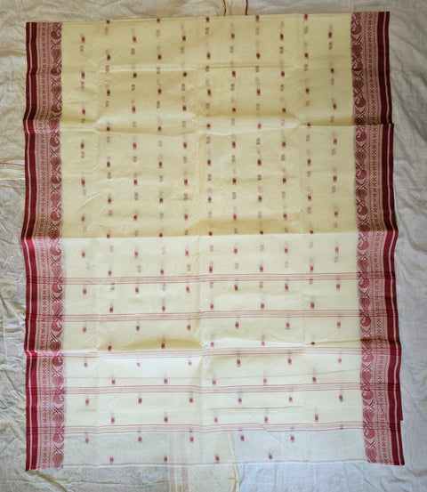 Bengal Tant Cotton Saree Without Blouse Piece - Off White Color