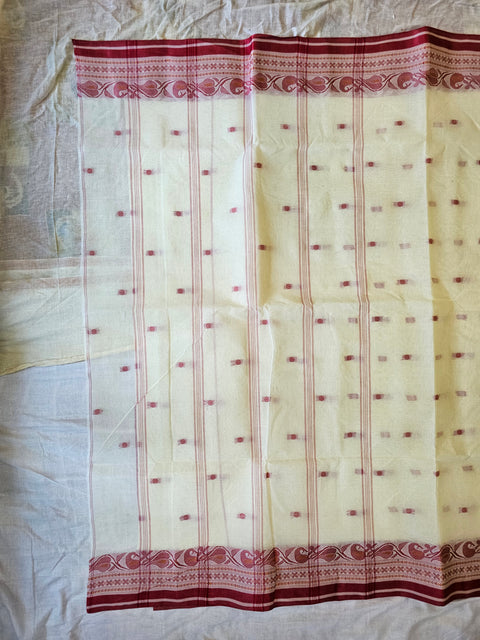 Bengal Tant Cotton Saree Without Blouse Piece - Off White Color