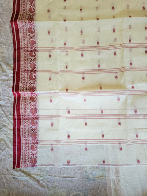 Bengal Tant Cotton Saree Without Blouse Piece - Off White Color