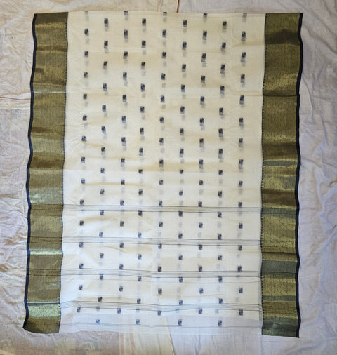 Bengal Tant Cotton Saree Without Blouse Piece - White Colour