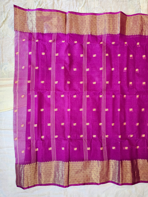 Bengal Tant Cotton Saree Without Blouse Piece - Purple Color