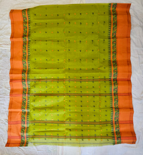 Bengal Tant Cotton Saree Without Blouse Piece - Green Color