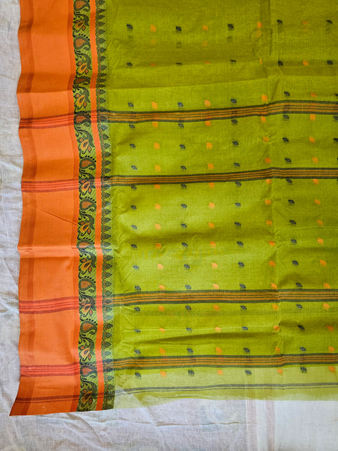 Bengal Tant Cotton Saree Without Blouse Piece - Green Color